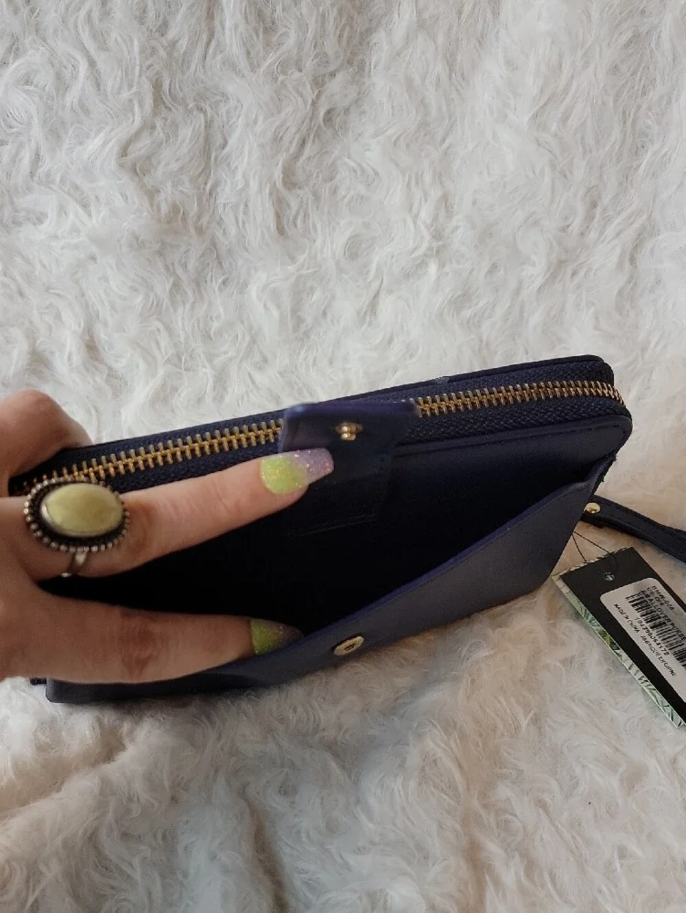 NWT Badgley Mischka Navy Studded Wristlet With Separate Phone Compartment